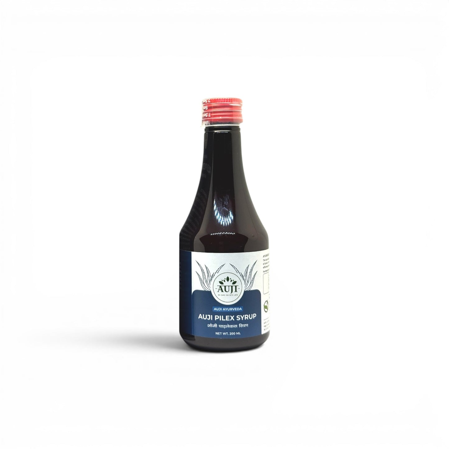 AUJI Pilex Syrup 200ml bottle – Ayurvedic herbal syrup formulated to support digestive wellness and piles care.
